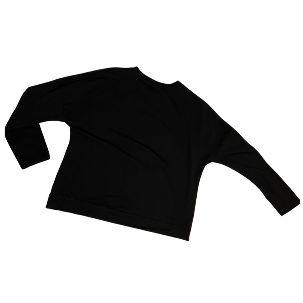 Black Leopard Print Tongue Dolman Long Sleeve Top Size M - Picture 2 of 5